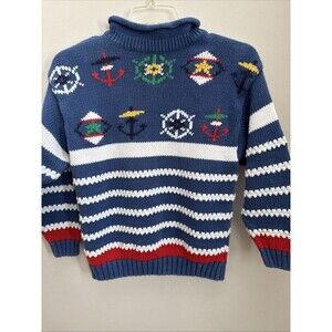 Vintage Gina Peter’s Ramie Sweater Nautical Sailing Yacht 80s 90s 3D SoHo 3D szM